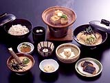"SHIKA TOKIZEN" 3,200yen：Nama Yuba(1), Wasabi Miso Yakko(2), So-un Tofu(3), Ymaimo Isobe Yaki(4), Su-No-Mono(5), Tofu Steak(6), Tororo(7), Mugimeshi(8), Pickles and Clear Soup